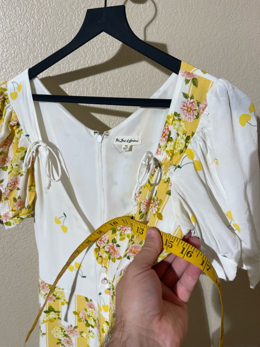 For Love & Lemons White and Yellow Floral Puff-Sleeve Mini Dress - Picture 6 of 7